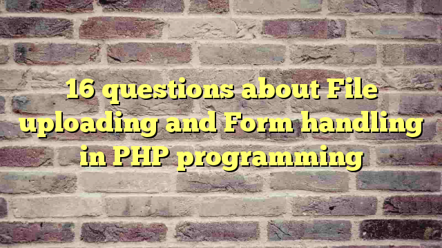 16 questions about File uploading and Form handling in PHP programming