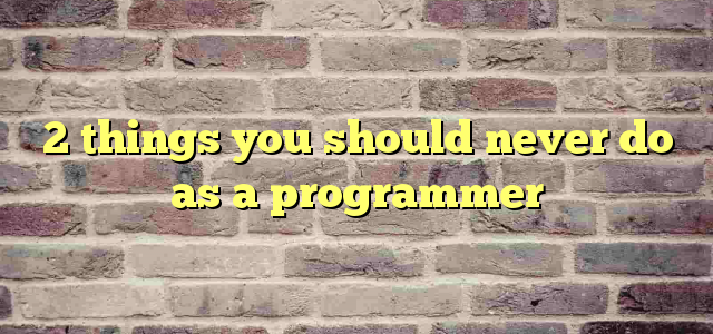 2 things you should never do as a programmer