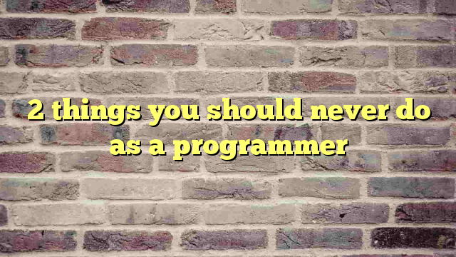 2 things you should never do as a programmer