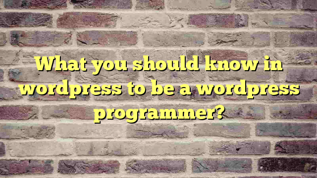 What you should know in wordpress to be a wordpress programmer?